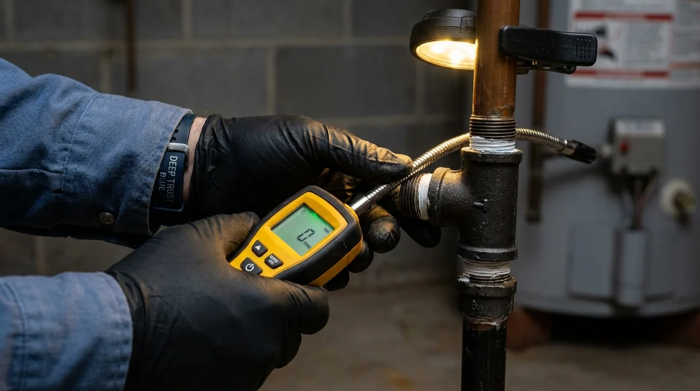 Gas leak detection with electronic sniffer by Johns Plumbing LLC in Reynoldsburg