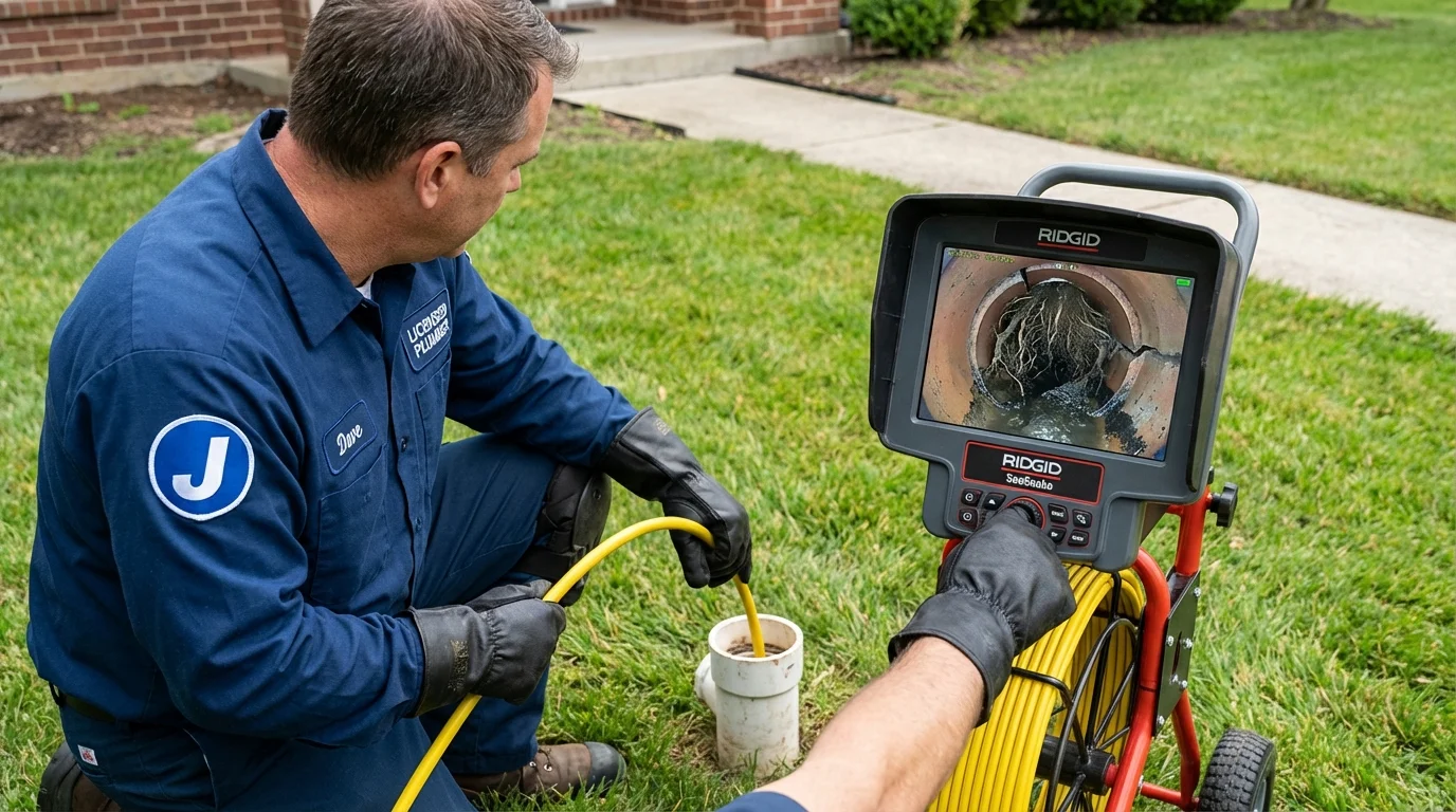 Sewer camera inspection being performed by Johns Plumbing LLC in Reynoldsburg